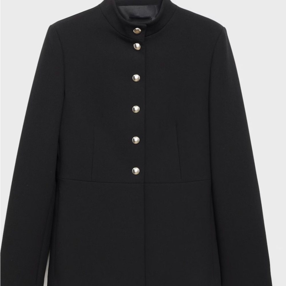 Mango Jacket with Jewel Button Strip Collar